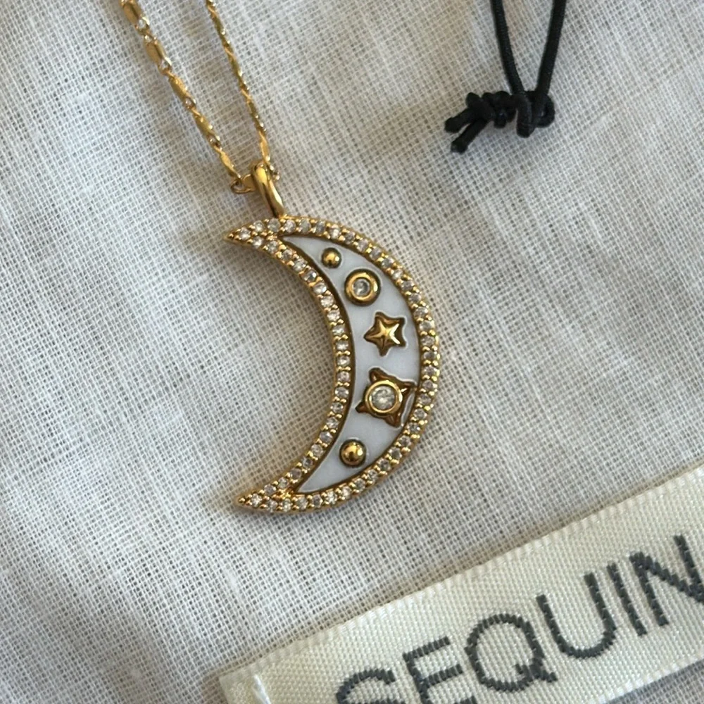 Sequin Aura Moon Talisman Necklace